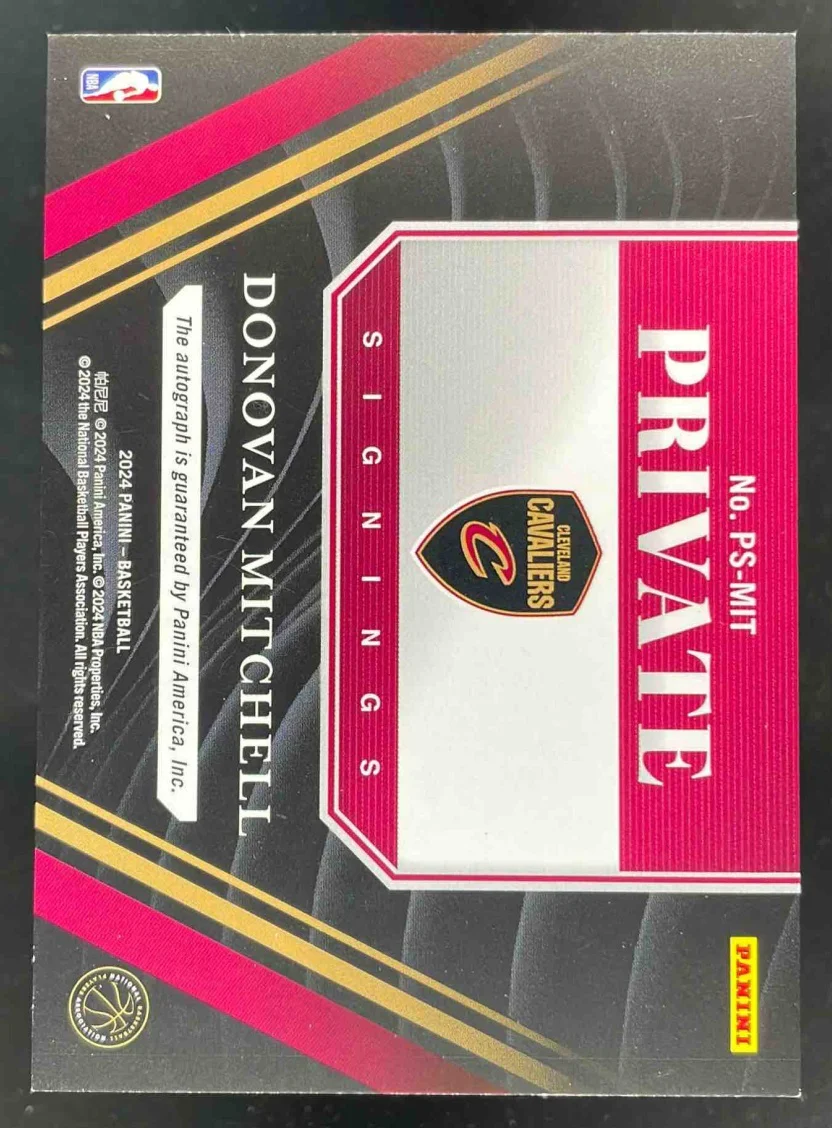 2024 Panini Private Signings #PS-MIT Donovan Mitchell Autograph Auto - Image 2