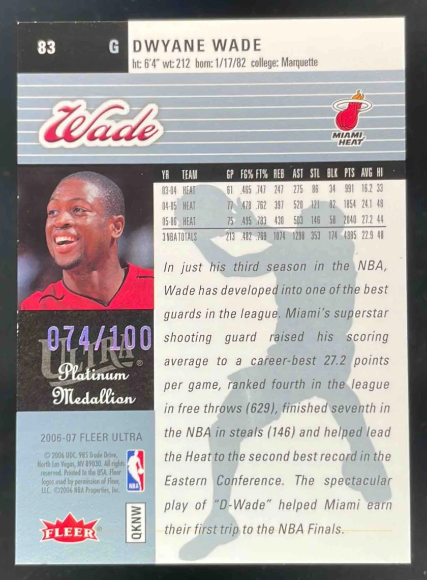 2006-07 Fleer Ultra Platinum Medallion #83 Dwyane Wade /100 - Image 2