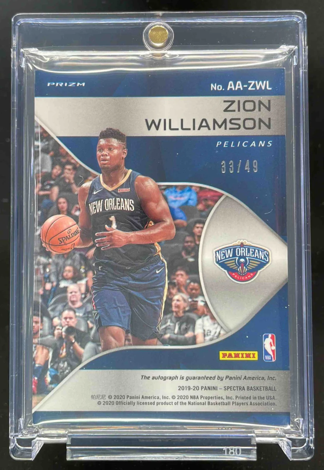 2019-20 Panini Spectra Aspiring Autographs #AA-ZWL Zion Williamson RC Auto /49 - Image 2