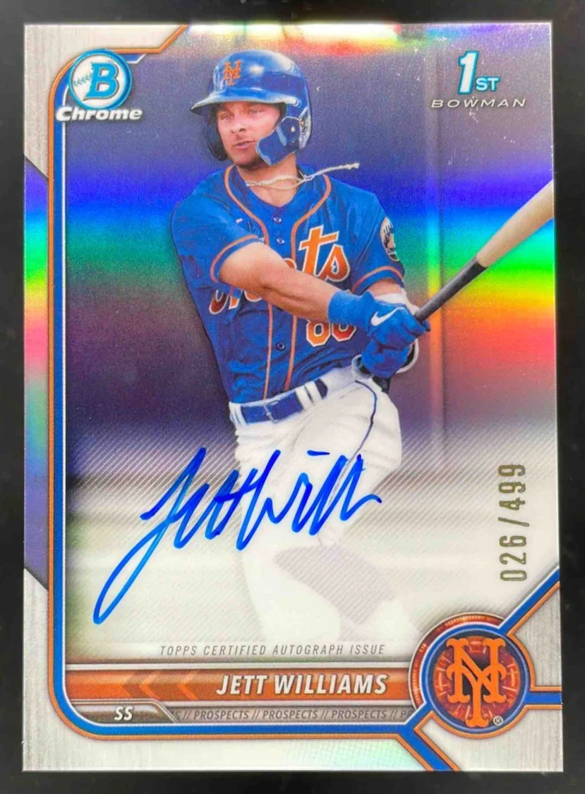 2022 Bowman Draft Chrome Pick #CDA-JWS Jett Williams RC Auto /499