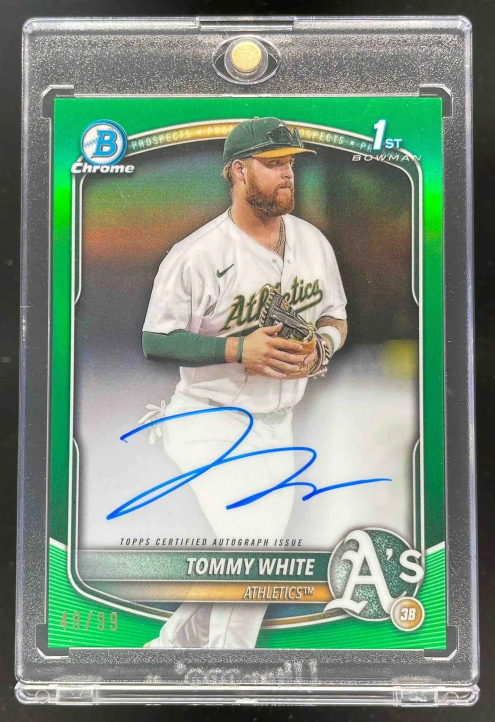 2025 Bowman Chrome Chrome Autograph Green Refractor Tommy White RC Auto /99