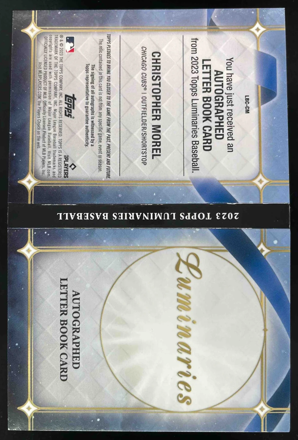 2023 Topps Luminaries Letters Book #LBC-CM Christopher Morel Autograph Auto 1/1 - Image 2