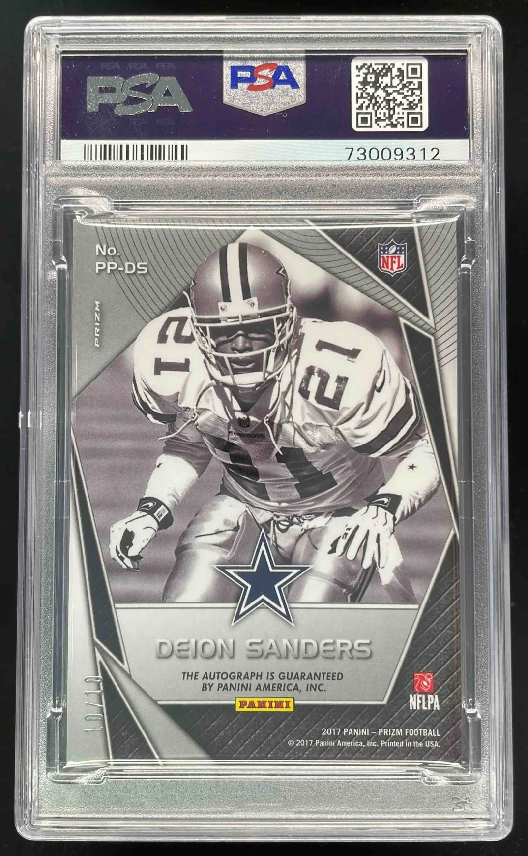 2017 Panini Prizm Patented Penmanship Prizm #39 Deion Sanders Auto /10 PSA 8 - Image 2