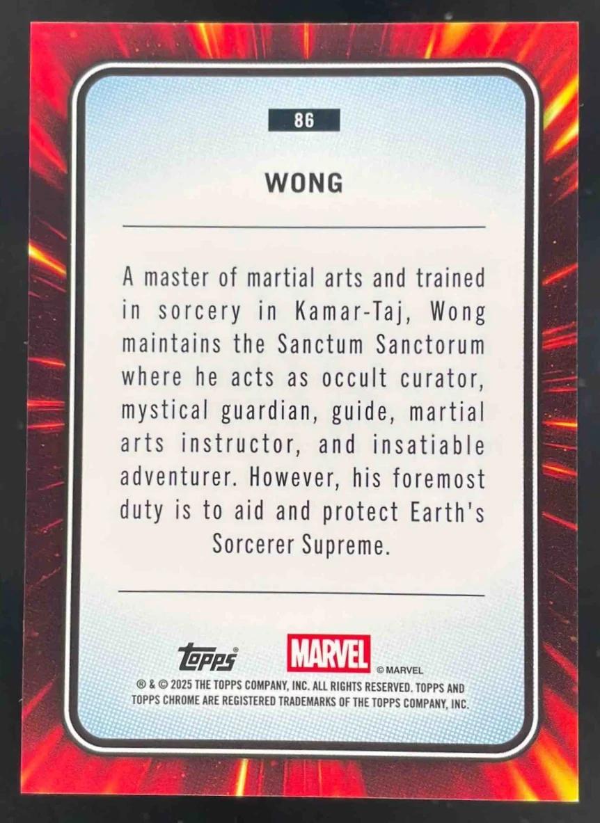 2025 Topps Chrome Marvel Human Torch Refractor #86 Wong /39 - Image 2
