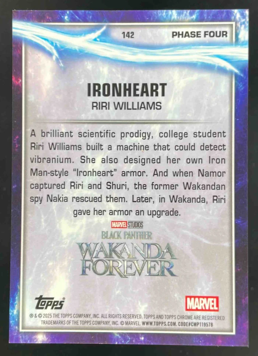 2025 Topps Chrome Marvel Studios Sapphire Orange Refractor #142 Ironheart /25 - Image 2