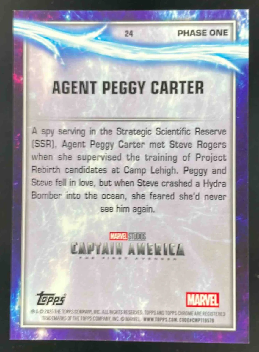 2025 Topps Chrome Marvel Studios Sapphire Gold #24 Agent Peggy Carter /50 - Image 2
