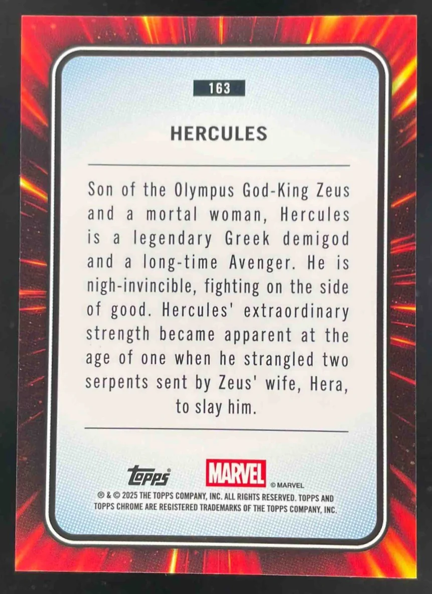 2025 Topps Chrome Marvel Rose Gold Mini Diamond Refractor #163 Hercules /40 - Image 2