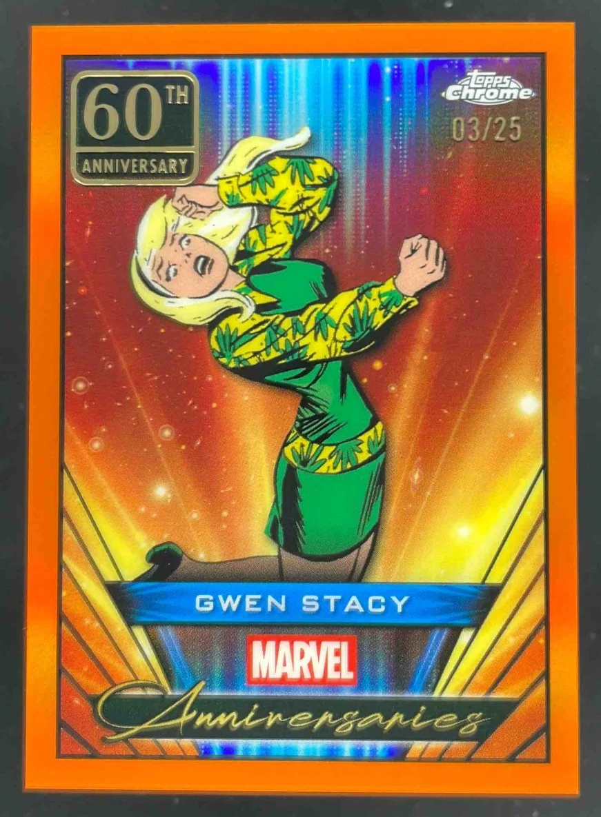 2025 Topps Chrome Marvel Marvel Anniversaries Orange #MA-7 Gwen Stacy /25