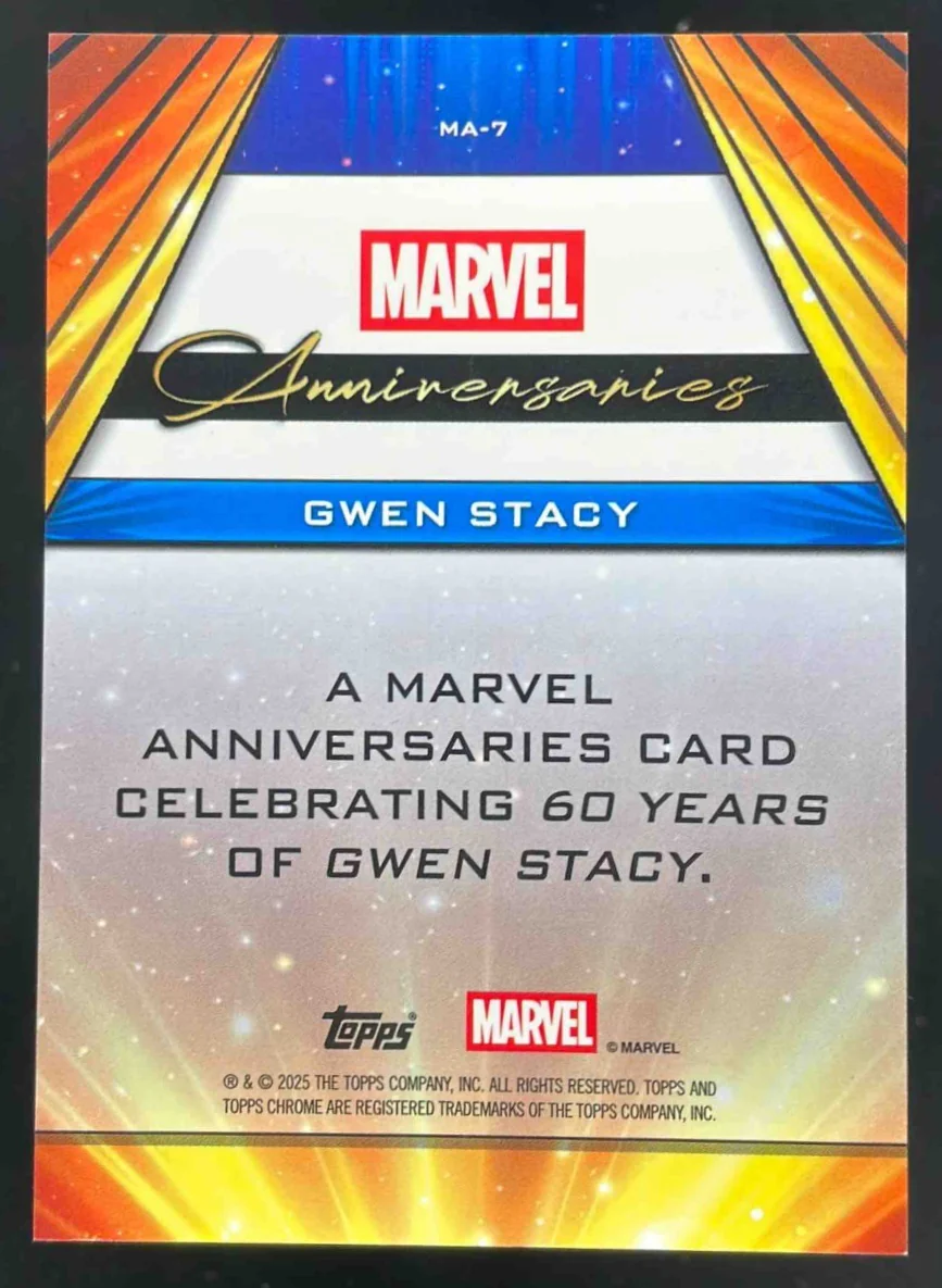 2025 Topps Chrome Marvel Marvel Anniversaries Orange #MA-7 Gwen Stacy /25 - Image 2