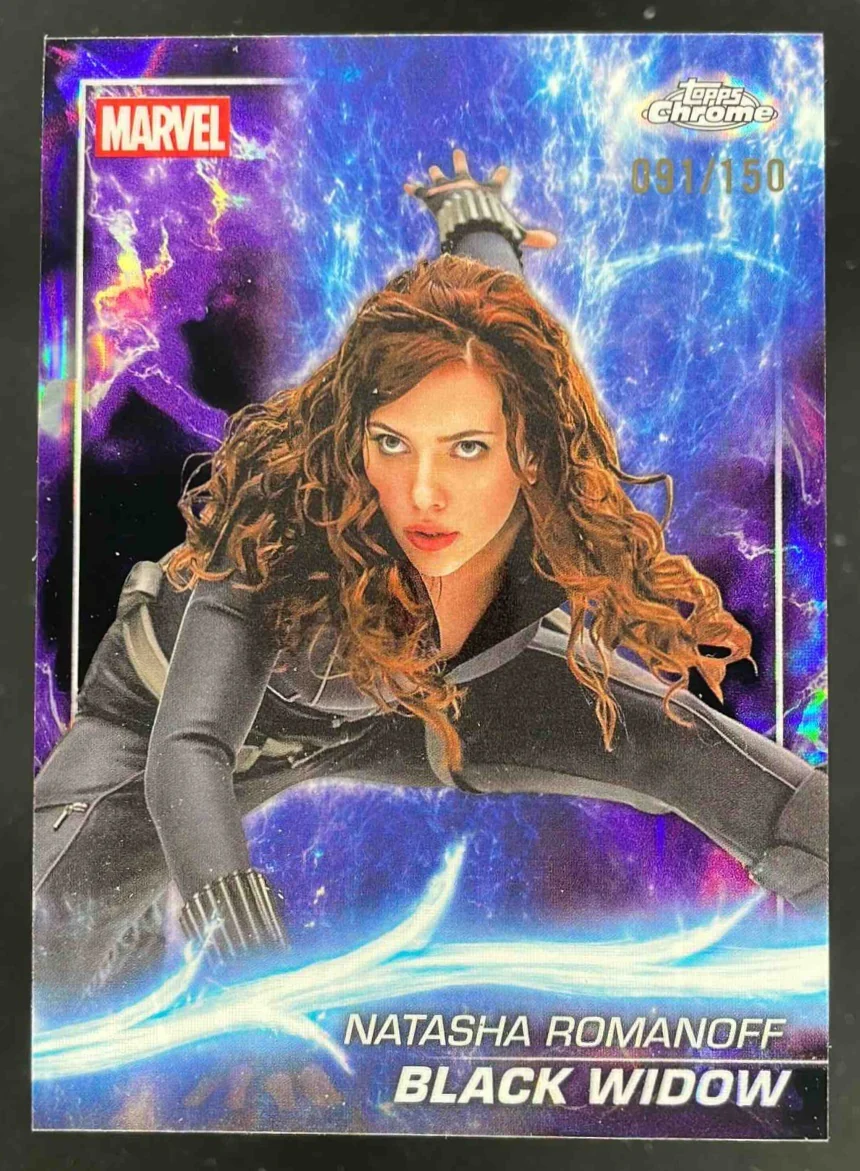 2025 Topps Chrome Marvel Studios Agatha Lava Refractor #7 Black Widow /150