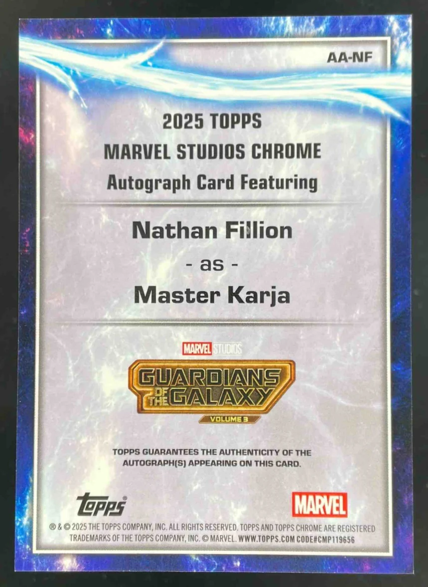 2025 Topps Chrome Marvel Studios Sapphire Nathan Fillion as Master Karja Auto - Image 2