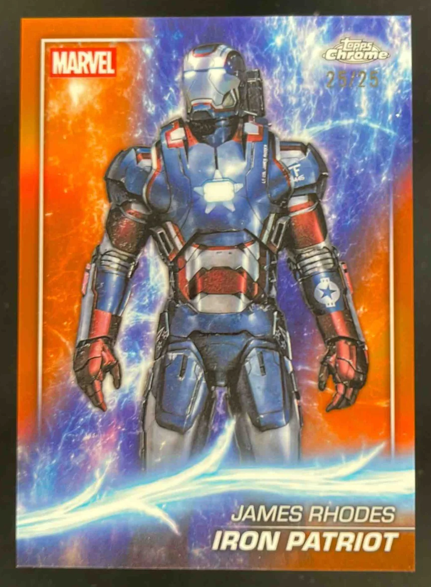 2025 Topps Chrome Marvel Studios Orange Refractor #31 Iron Patriot /25
