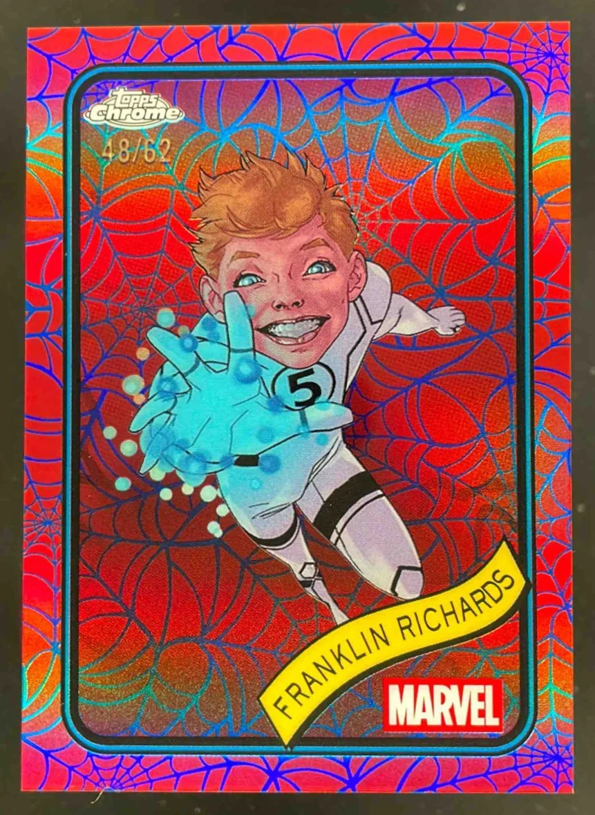 2025 Topps Chrome Marvel Blue & Red Spider Web #56 Franklin Richards /62