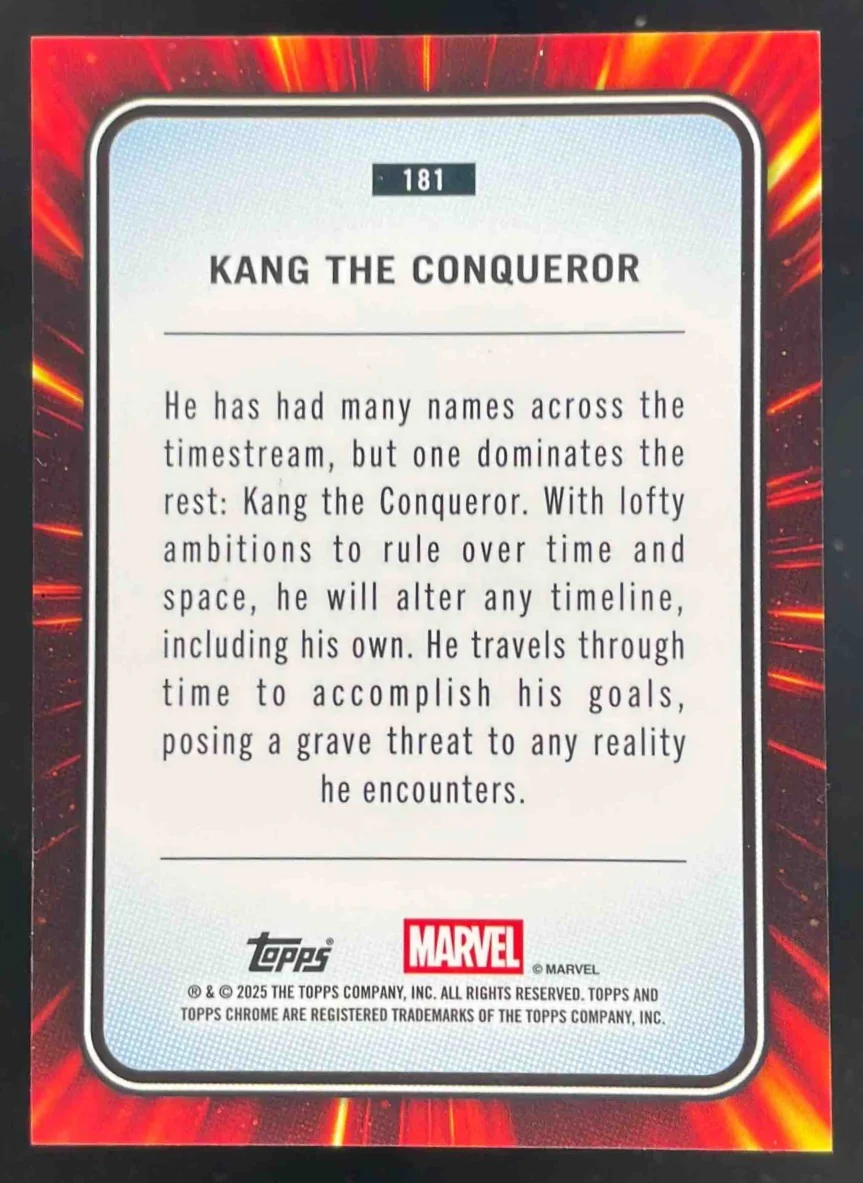 2025 Topps Chrome Marvel Human Torch Refractor #181 Kang the Conqueror /39 - Image 2