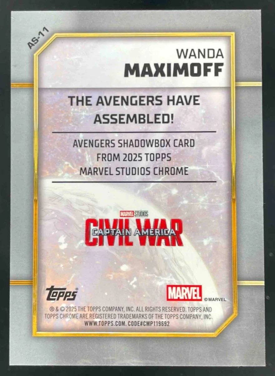 2025 Topps Chrome Marvel Studios Avengers Shadowbox #AS-11 Wanda Maximoff - Image 2