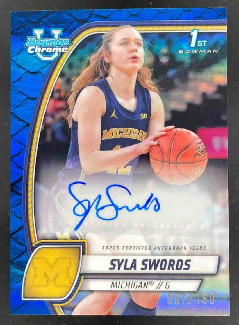 2024-25 Bowman University Chrome Reptilian Blue #65 Syla Swords Auto /150