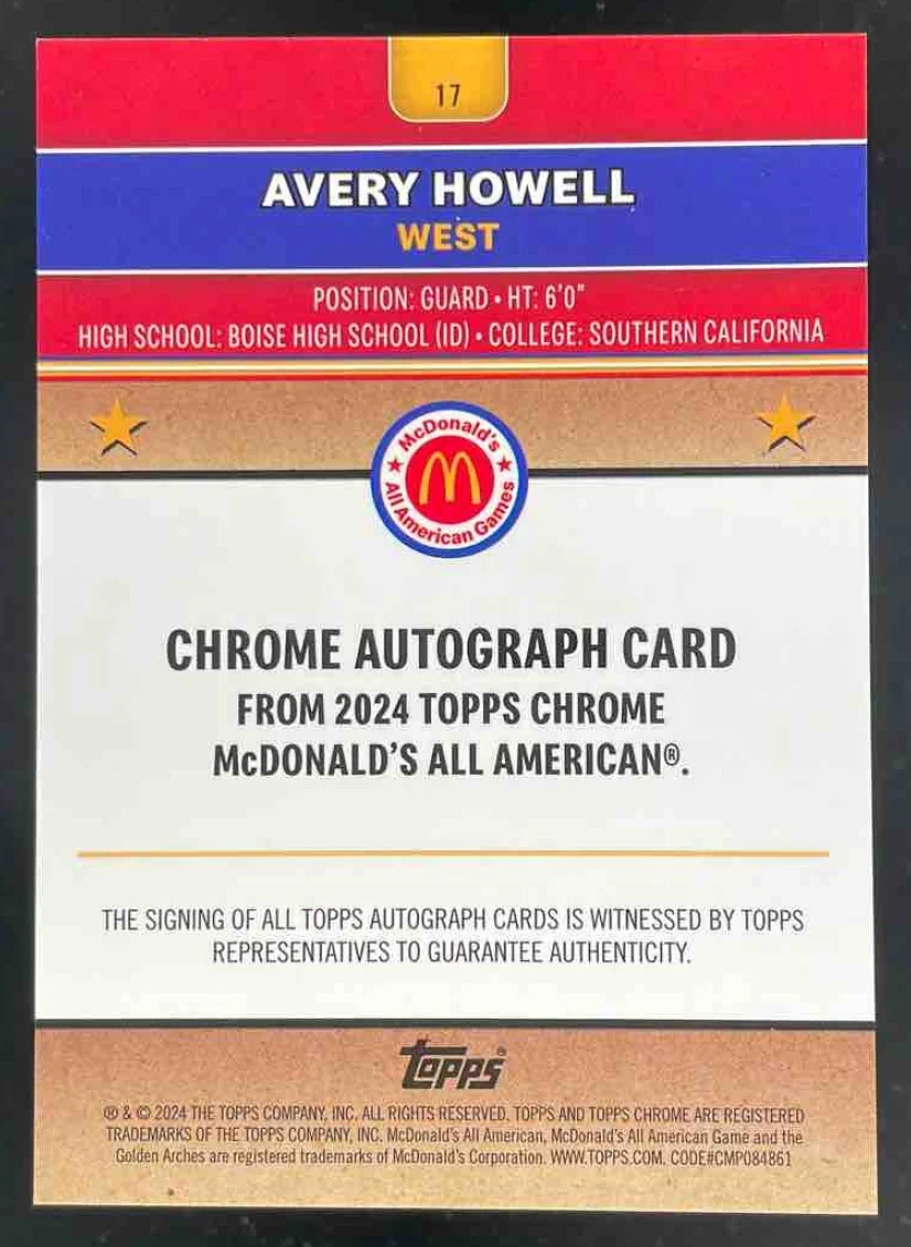 2024 Topps Chrome McDonald's All-American Tie-Dye #17 Avery Howell Auto /25 - Image 2