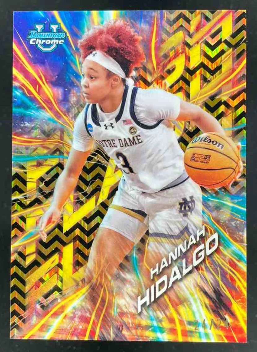 2024-25 Bowman University Chrome Flash Black and Gold Stealth Hannah Hidalgo /24