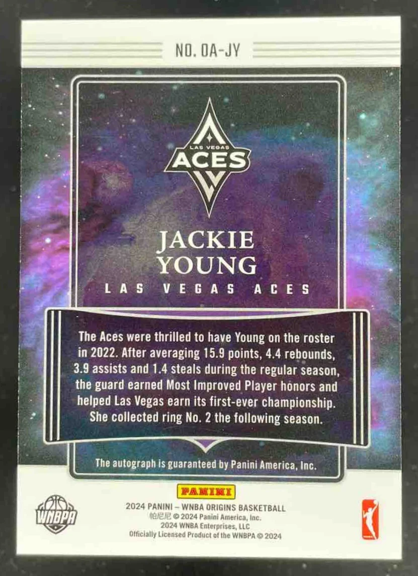 2024 Origins WNBA Origins Red #OA-JY Jackie Young Auto /99 - Image 2