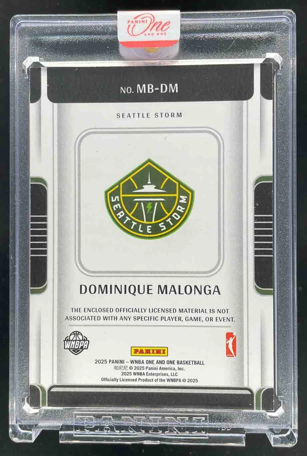 2025 Panini One and One WNBA Memorabilia #29 Dominique Malonga RC /99 - Image 2