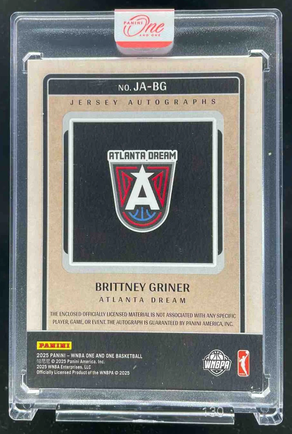 2025 Panini One and One WNBA Jersey Autographs #13 Brittney Griner Auto /99 - Image 2