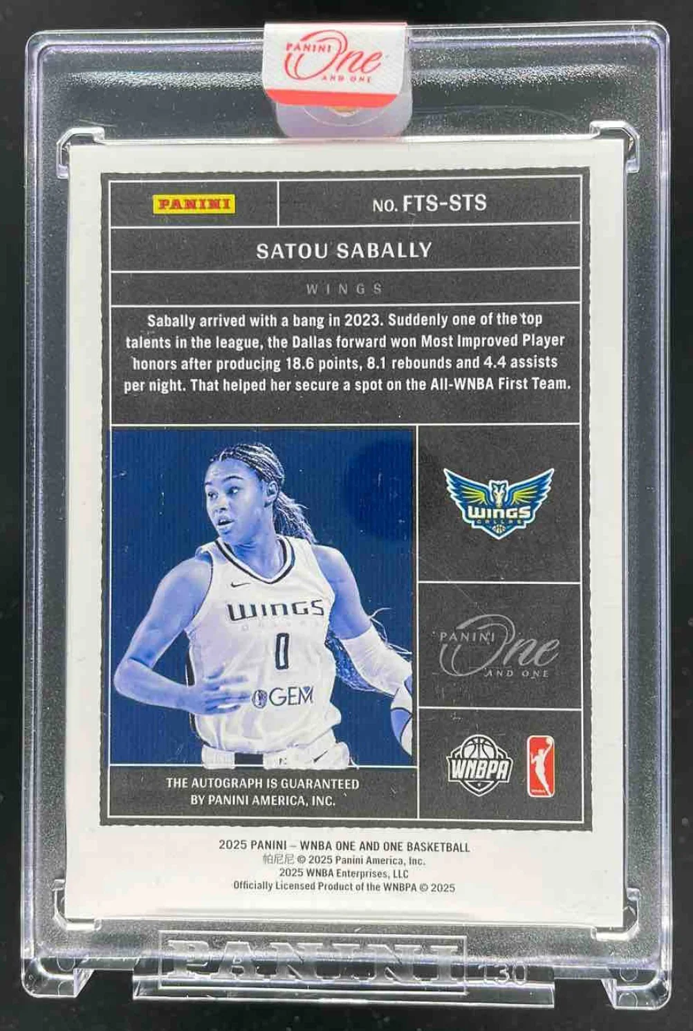 2025 One and One WNBA First Team Signatures Purple #9 Satou Sabally Auto /25 - Image 2