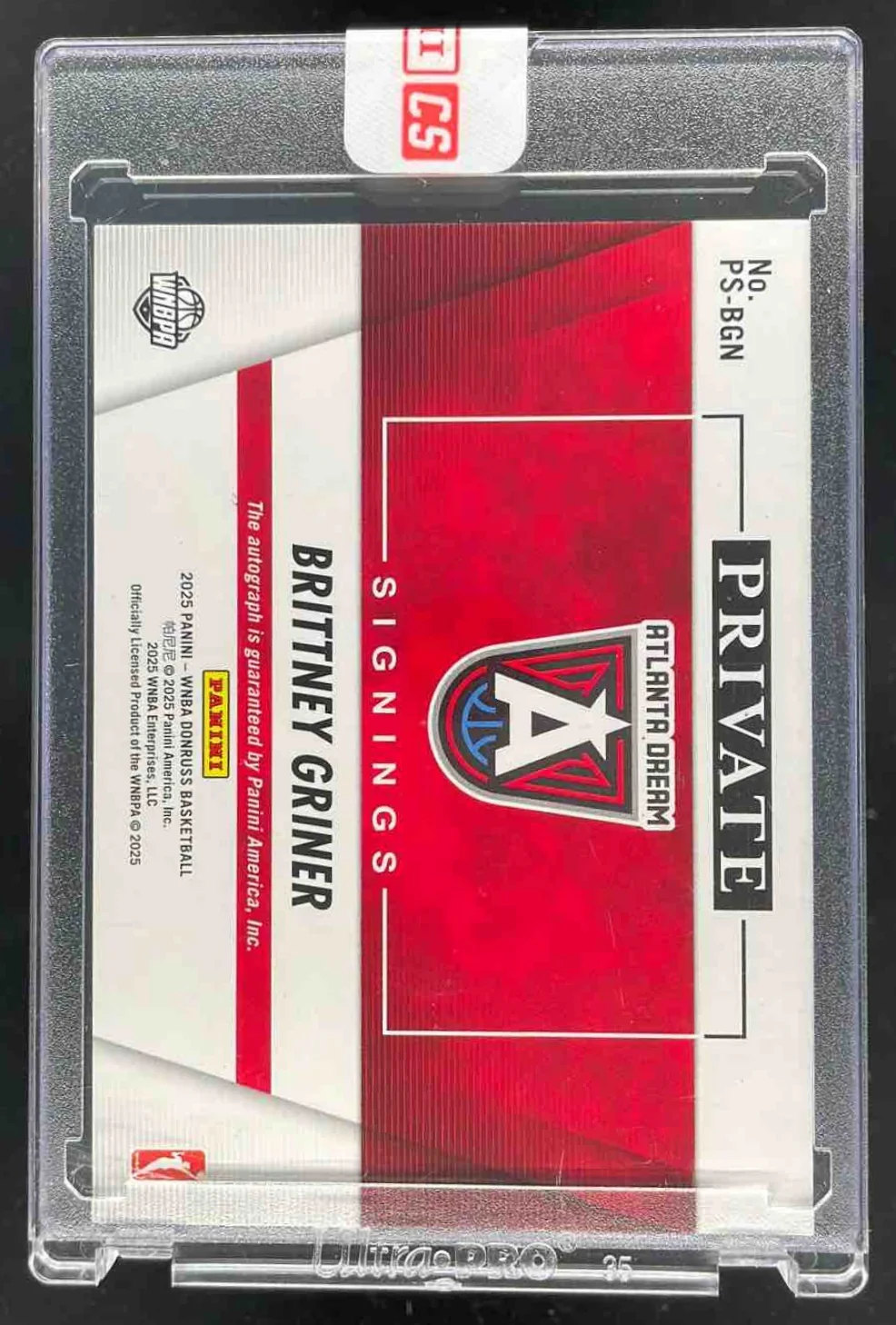 2025 Panini Donruss WNBA Private Signings #PS-BGN Brittney Griner Auto - Image 2
