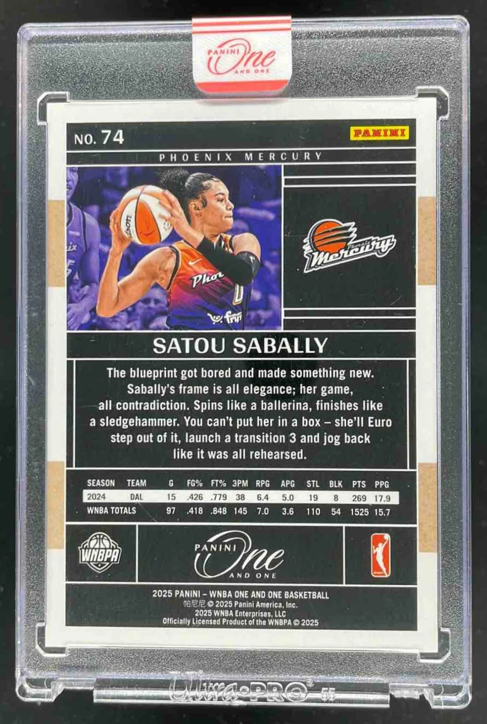 2025 Panini One and One WNBA Holo Gold #74 Satou Sabally /10 - Image 2