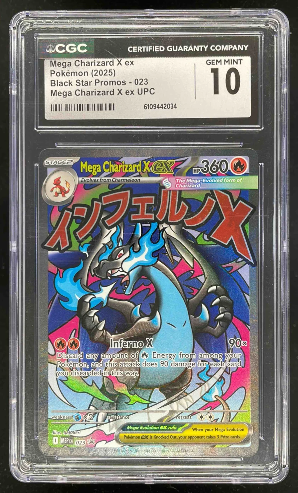 2025 Pokemon MEP Black Star Promos #023 Mega Charizard X ex CGC 10