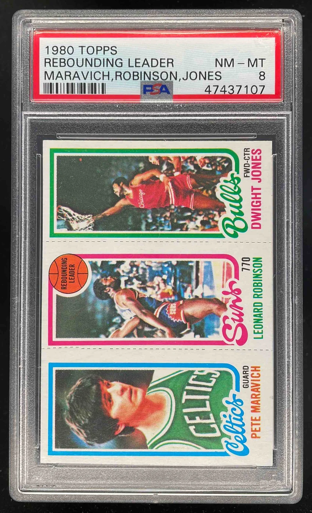 1980-81 Topps #38/46/187 Pete Maravich Leonard Robinson Dwight Jones PSA 8