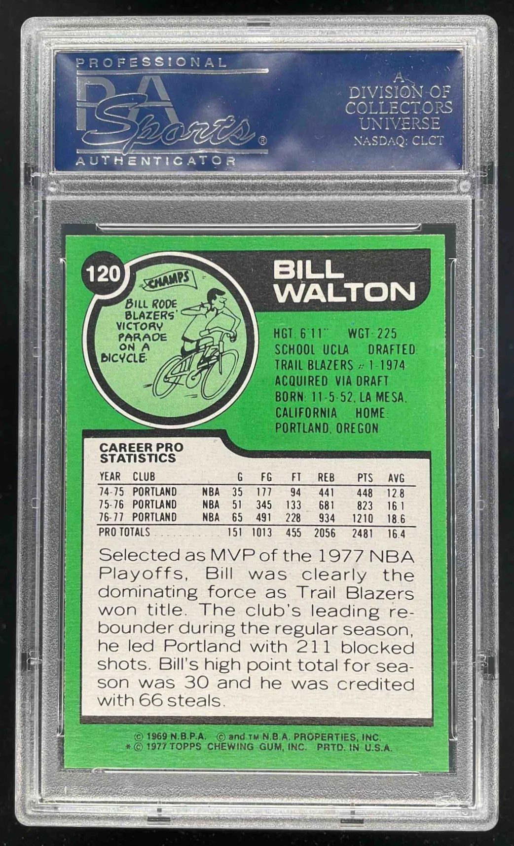 1977-78 Topps #120 Bill Walton PSA 8 - Image 2