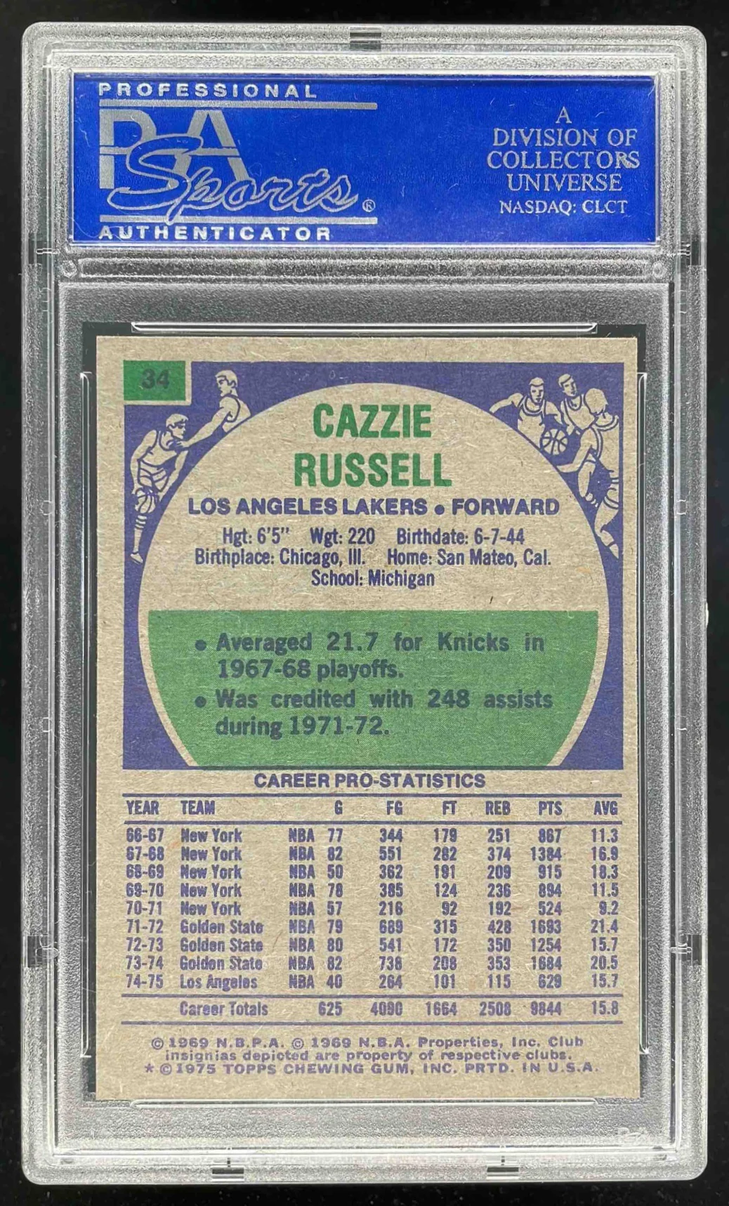 1975-76 Topps #34 Cazzie Russell PSA 8 - Image 2