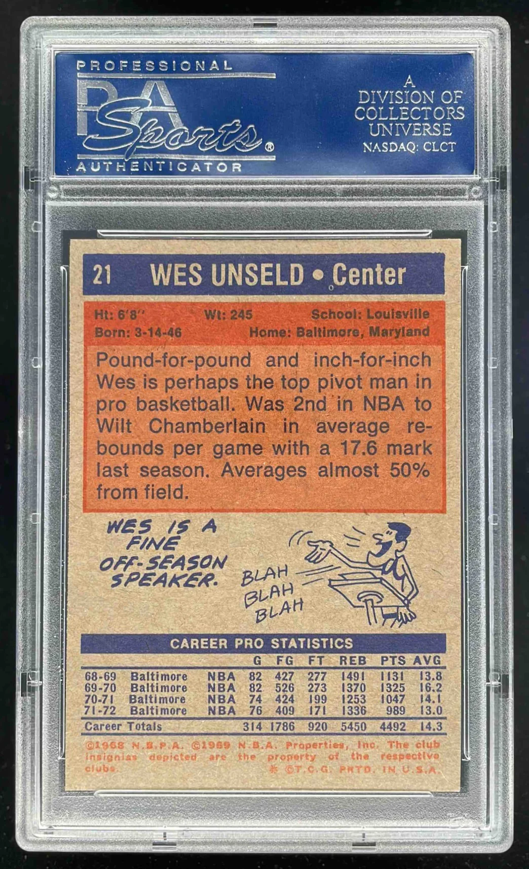 1972-73 Topps #21 Wes Unseld PSA 8 - Image 2