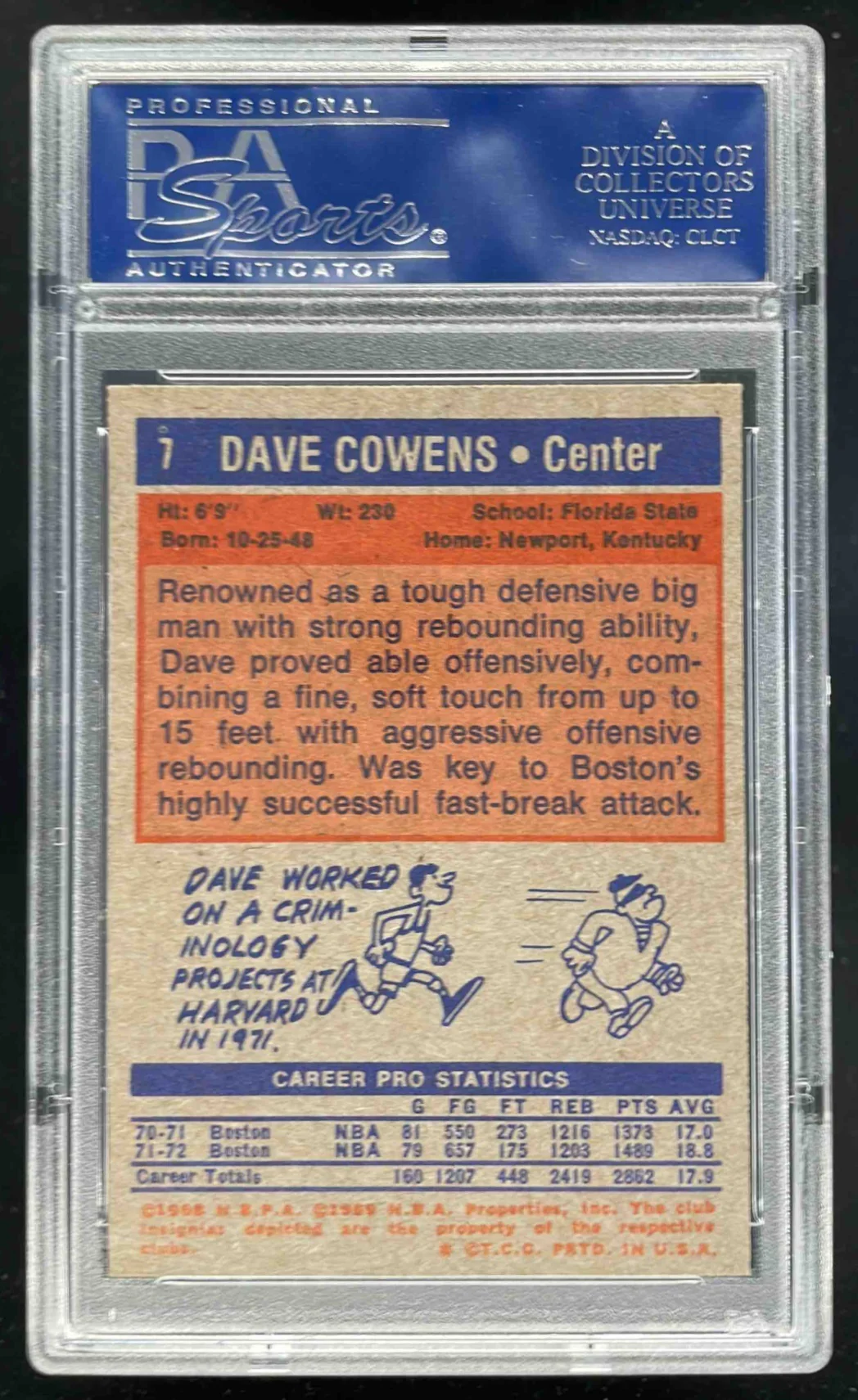 1972-73 Topps #7 Dave Cowens PSA 8 - Image 2