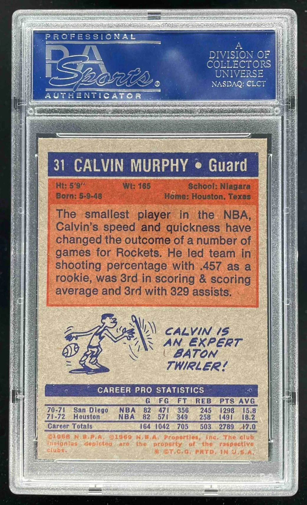 1972-73 Topps #31 Calvin Murphy PSA 8 - Image 2