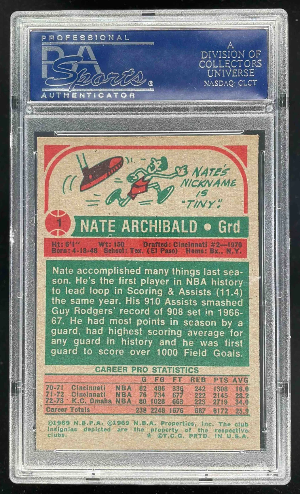 1973-74 Topps #1 Nate Archibald UER All-Star PSA 7 - Image 2