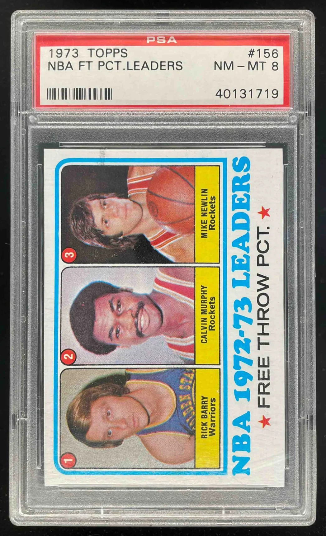1973-74 Topps #156 Rick Barry Calvin Murphy Mike Newlin League Leaders PSA 8