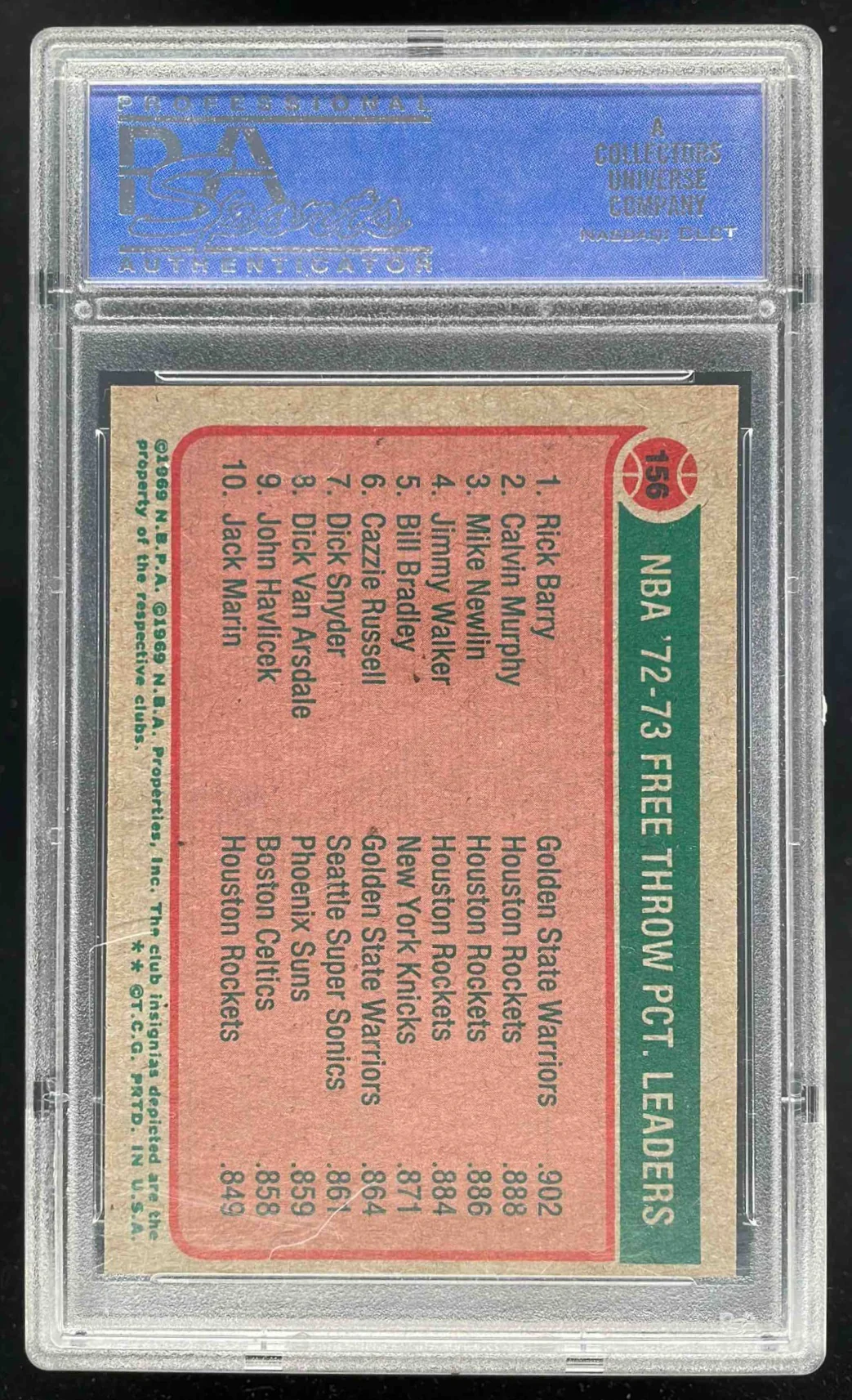 1973-74 Topps #156 Rick Barry Calvin Murphy Mike Newlin League Leaders PSA 8 - Image 2