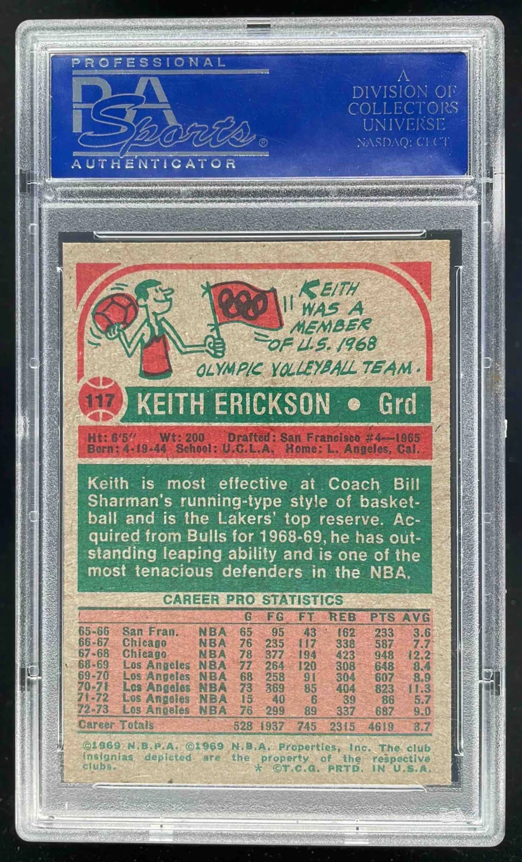 1973-74 Topps #117 Keith Erickson PSA 9 - Image 2