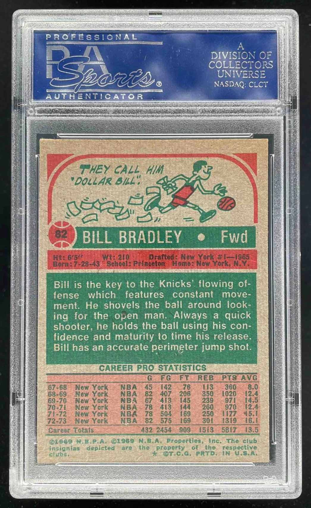 1973-74 Topps #82 Bill Bradley PSA 8 - Image 2