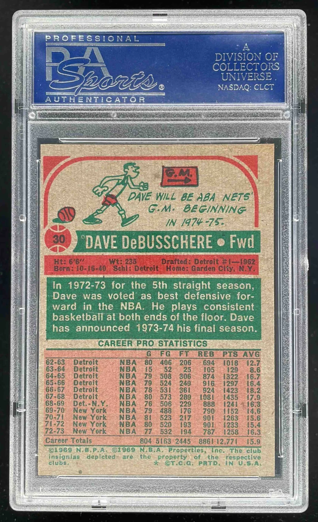 1973-74 Topps #30 Dave Debusschere All-Star PSA 8.5 - Image 2