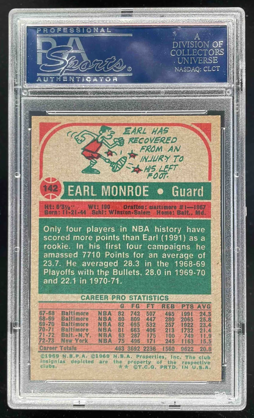1973-74 Topps #142 Earl Monroe PSA 8.5 - Image 2