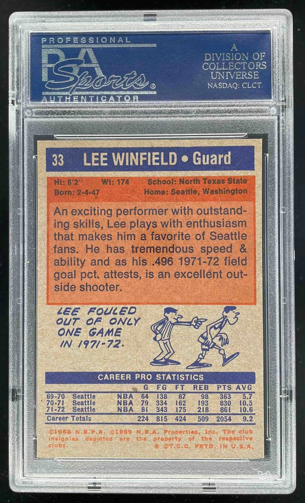 1972-73 Topps #33 Lee Winfield PSA 8 - Image 2