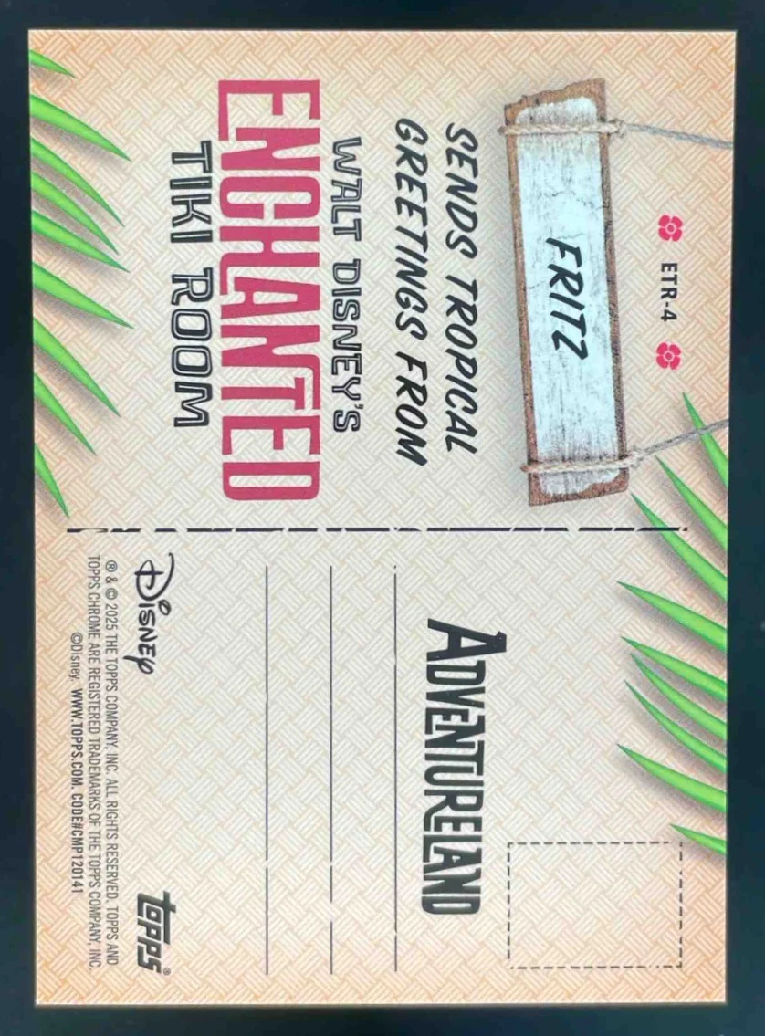 2025 Topps Disneyland Greetings from the Enchanted Tiki Room Chrome Fritz /63 - Image 2