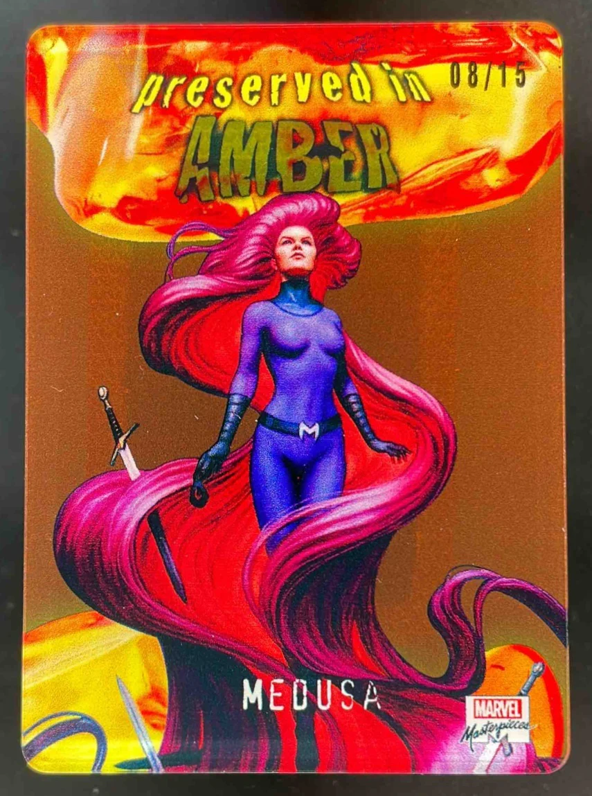 2022 Skybox Marvel Masterpieces Preserved In Amber Orange #PA-77 Medusa /15