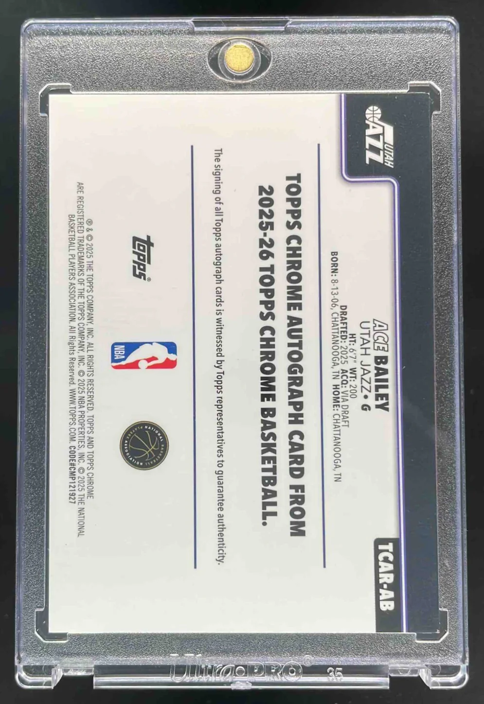 2025-26 Topps Chrome Geometric Gold #TCAR-AB Ace Bailey RC Auto /50 - Image 2