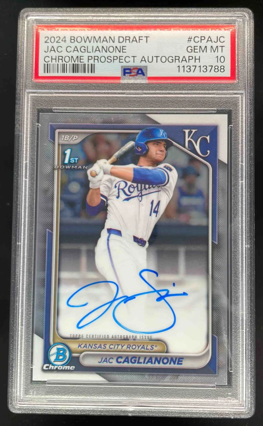 2024 Bowman Draft Chrome #CPA-JC Jac Caglianone RC Auto PSA 10