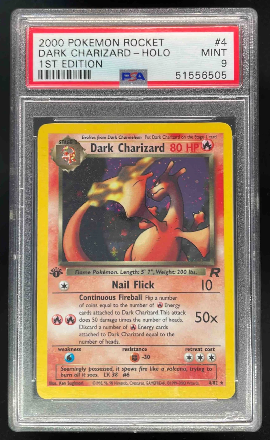 2000 Pokemon Team Rocket First Edition #4/82 Dark Charizard Holo PSA 9