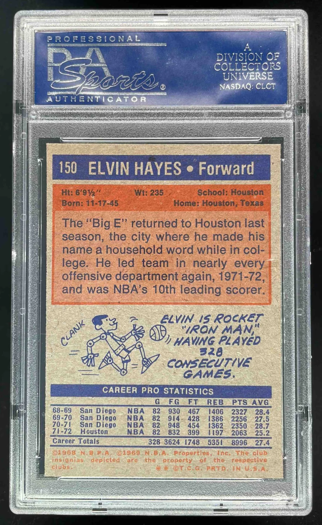 1972-73 Topps #150 Elvin Hayes PSA 9 - Image 2