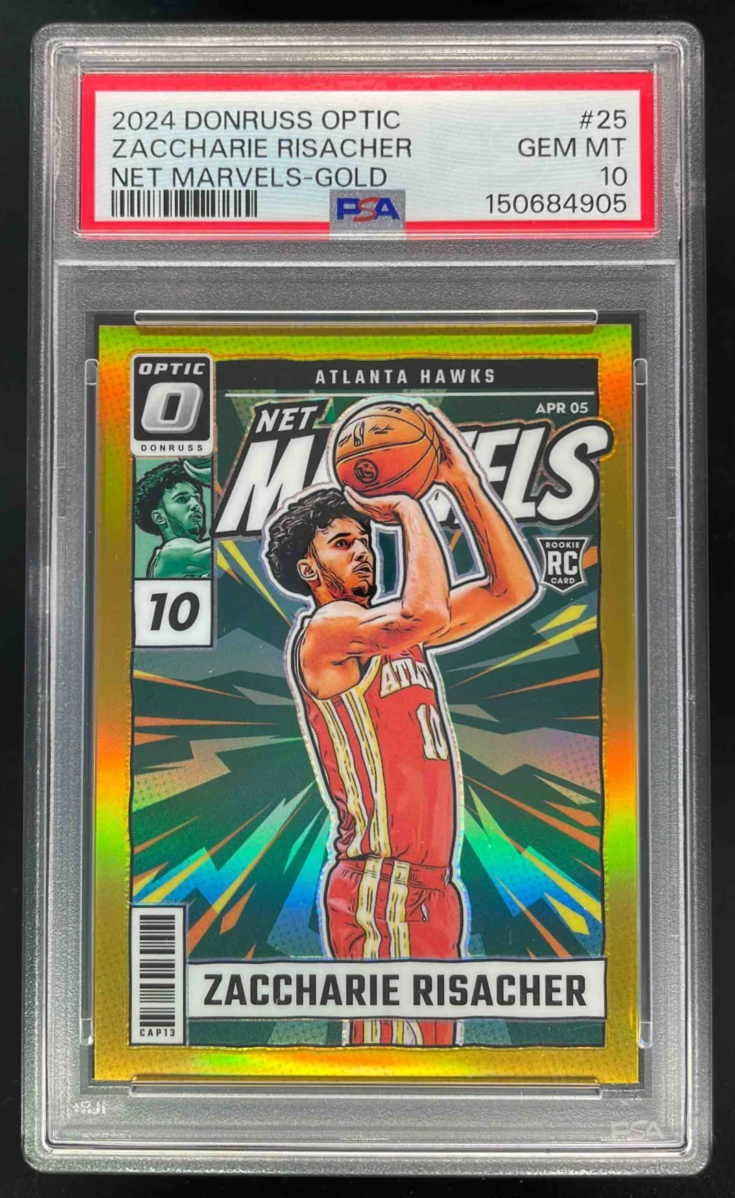 2024-25 Donruss Optic Net Marvels Gold #25 Zaccharie Risacher RC /10 PSA 10